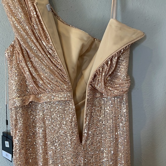 Ieena for Mac Duggal SEQUINED RUCHED ONE SHOULDER GOWN NWT - Picture 11 of 14